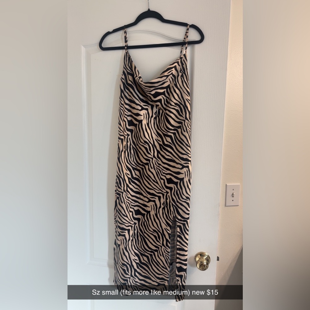 Black and Cream Spaghetti Strap Slip Dress